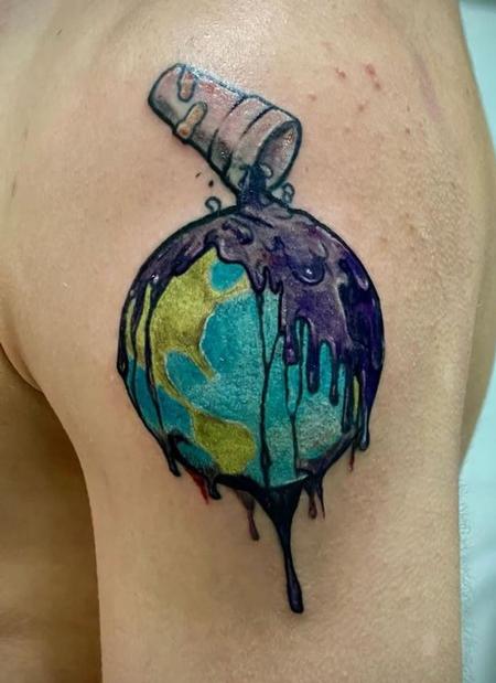 James Templin - painted world tattoo 